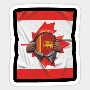 Sri Lankan Flag Canadian Flag Ripped Open - Gift for Sri Lankan From Sri Lanka Sticker